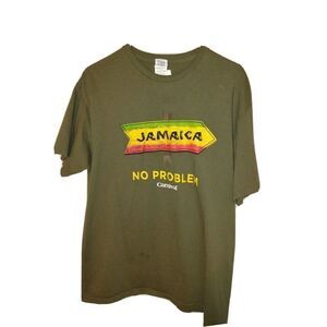Jamaica No Problem Shirt Carnival Men's Large Green Flag Travel Caribbean Cruise